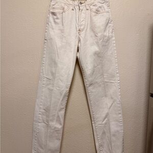 Vintage White Denim with Yellow Sun Embroidery